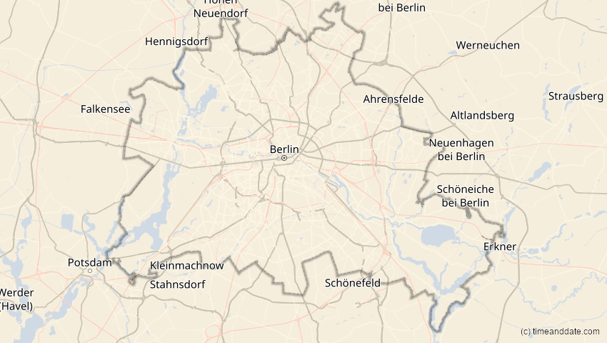 A map of Berlin, Deutschland, showing the path of the 29. Mär 2025 Partielle Sonnenfinsternis
