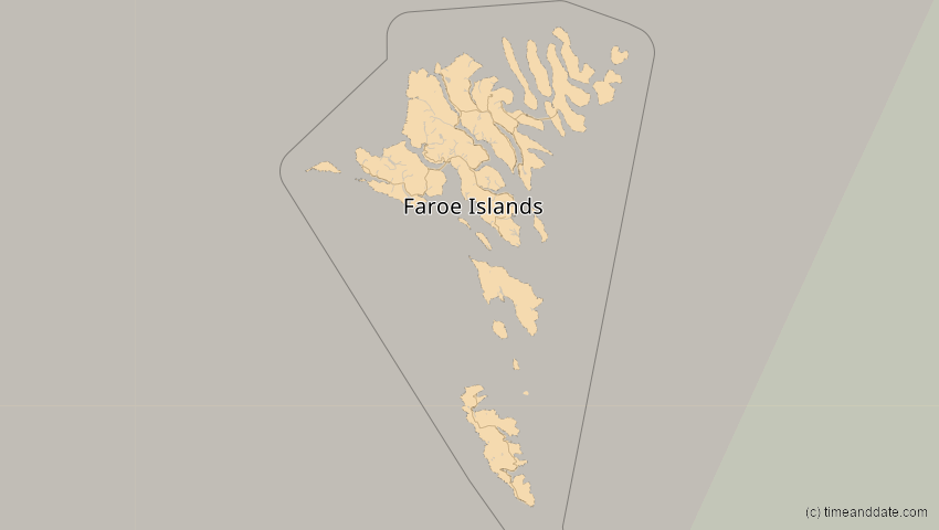 A map of Faroe Islands, Denmark, showing the path of the Mar 29, 2025 Partial Solar Eclipse