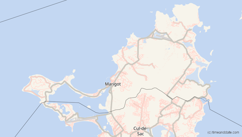 A map of Saint Martin, France, showing the path of the Mar 29, 2025 Partial Solar Eclipse