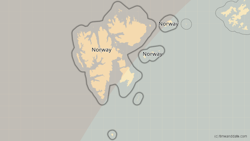 A map of Svalbard, Norway, showing the path of the Mar 29, 2025 Partial Solar Eclipse
