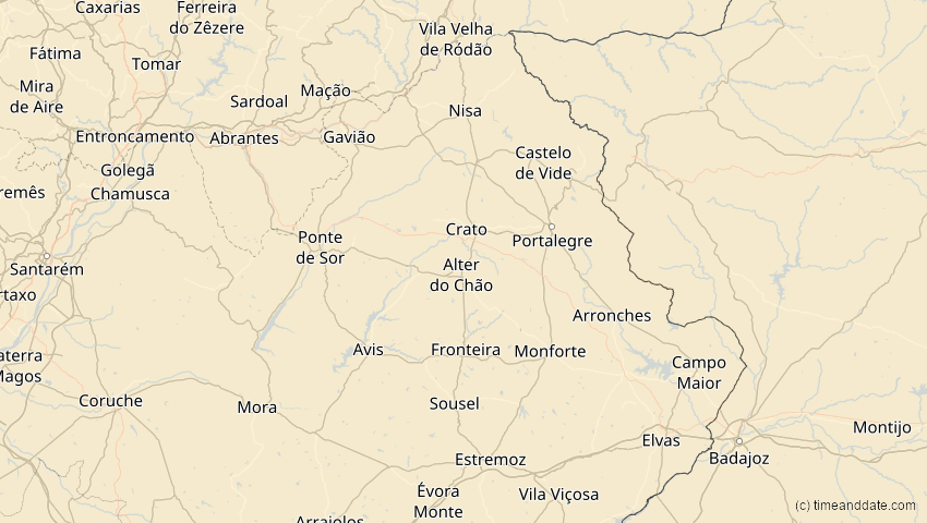 A map of Portalegre, Portugal, showing the path of the Mar 29, 2025 Partial Solar Eclipse