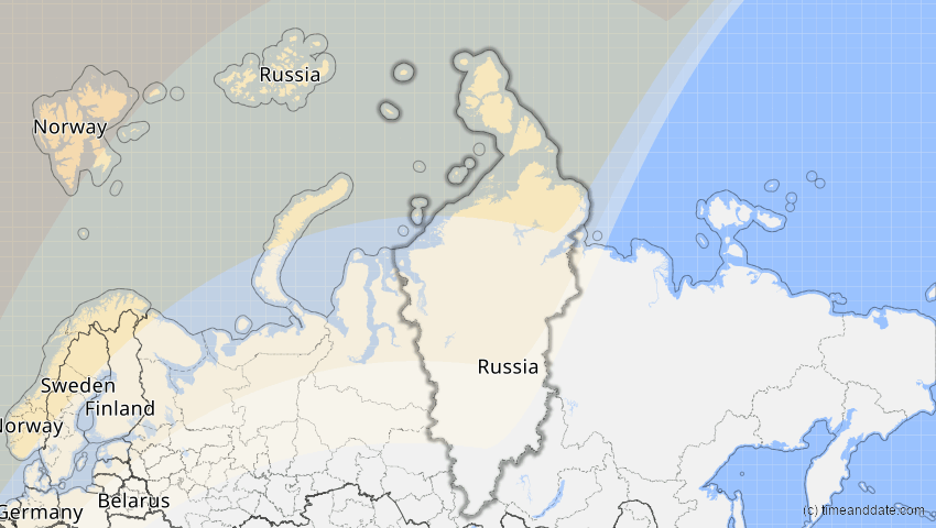 A map of Krasnojarsk, Russland, showing the path of the 29. Mär 2025 Partielle Sonnenfinsternis