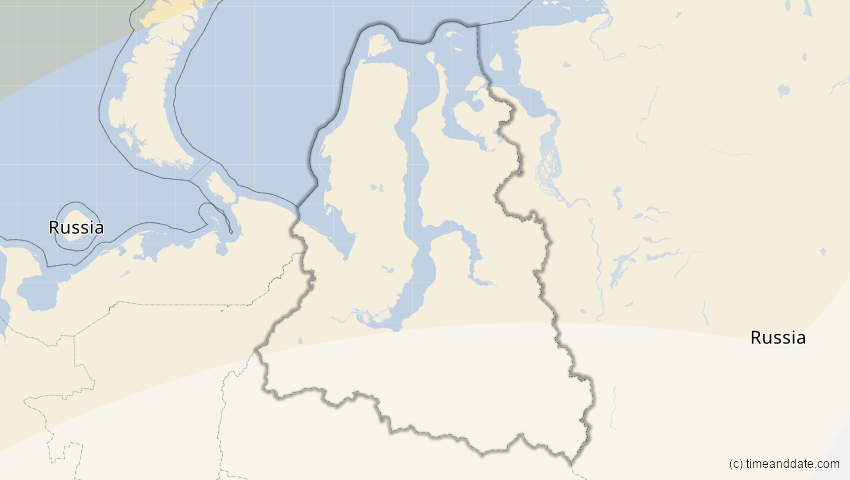 A map of Jamal-Nenzen, Russland, showing the path of the 29. Mär 2025 Partielle Sonnenfinsternis