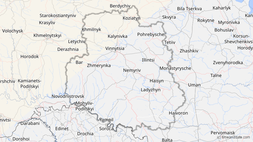 A map of Winnyzja, Ukraine, showing the path of the 29. Mär 2025 Partielle Sonnenfinsternis
