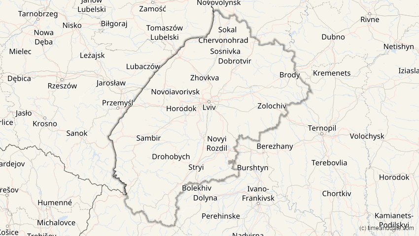 A map of Lwiw, Ukraine, showing the path of the 29. Mär 2025 Partielle Sonnenfinsternis