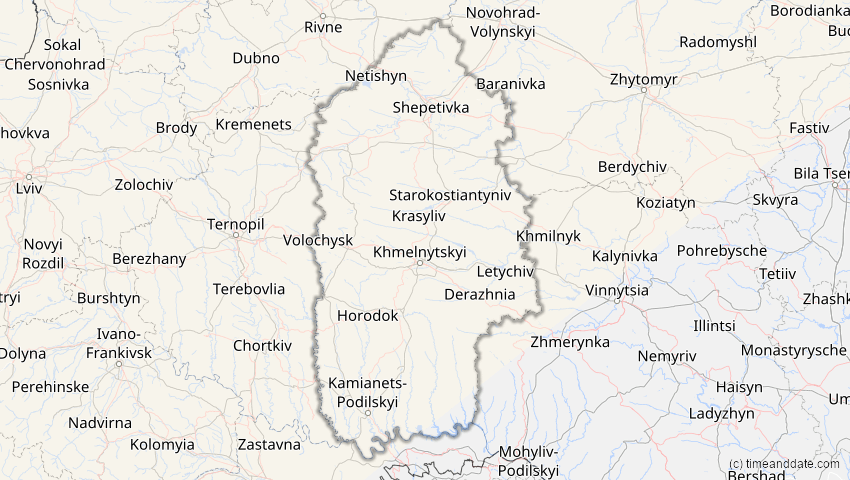 A map of Chmelnyzkyj, Ukraine, showing the path of the 29. Mär 2025 Partielle Sonnenfinsternis
