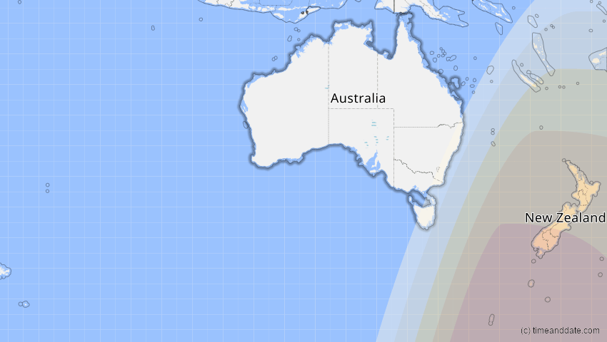 A map of Australien, showing the path of the 22. Sep 2025 Partielle Sonnenfinsternis