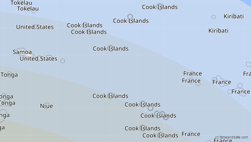 A map of Cook Islands, showing the path of the Sep 21, 2025 Partial Solar Eclipse