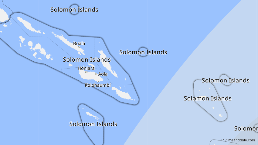 A map of Solomon Islands, showing the path of the Sep 22, 2025 Partial Solar Eclipse