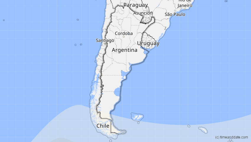 A map of Argentina, showing the path of the Feb 17, 2026 Annular Solar Eclipse