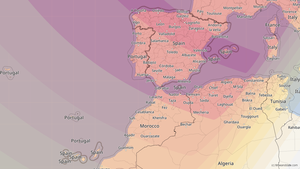 Aug 12, 2026 Total Solar Eclipse in Spain