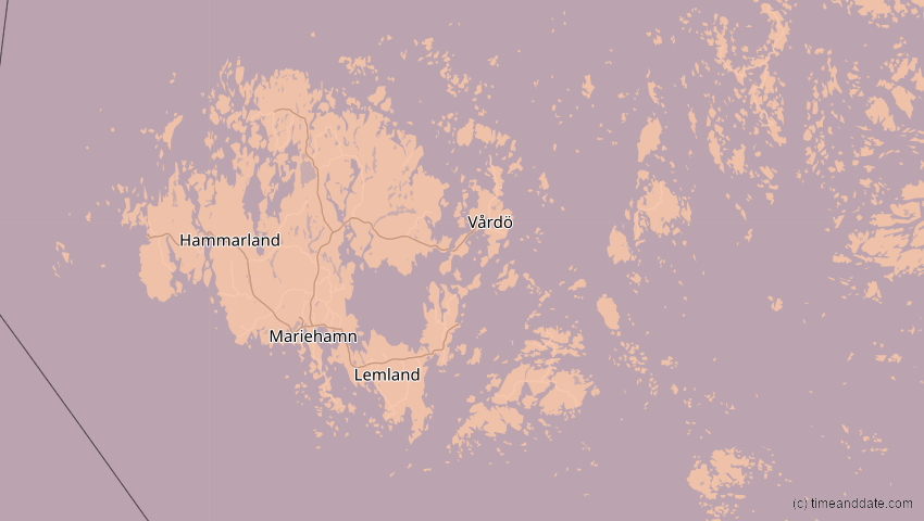 A map of Åland Islands, showing the path of the Aug 12, 2026 Total Solar Eclipse