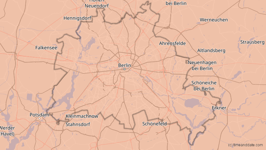 A map of Berlin, Germany, showing the path of the Aug 12, 2026 Total Solar Eclipse
