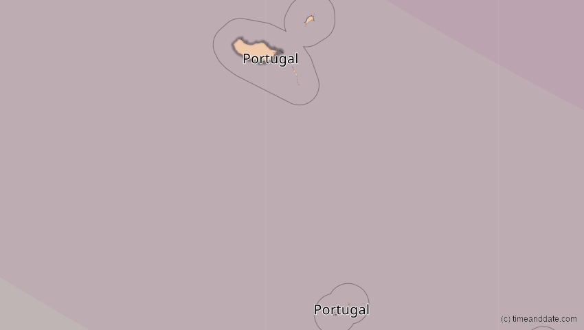 A map of Madeira, Portugal, showing the path of the 12. Aug 2026 Totale Sonnenfinsternis