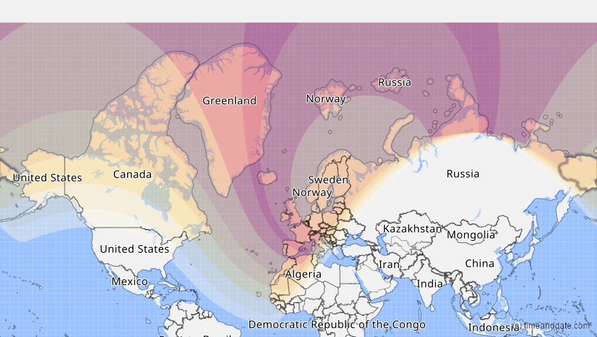 A map of Chukotka, Russia, showing the path of the Aug 13, 2026 Total Solar Eclipse