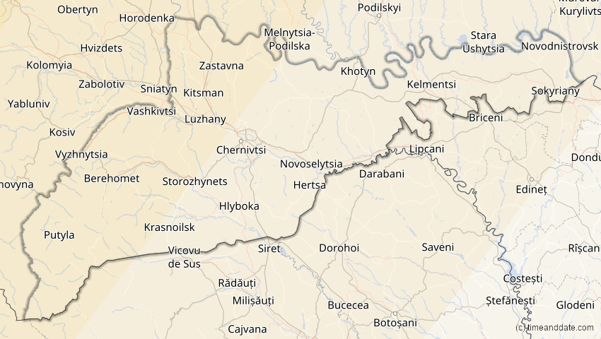 A map of Tscherniwzi, Ukraine, showing the path of the 12. Aug 2026 Totale Sonnenfinsternis