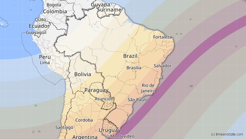 A map of Brasilien, showing the path of the 6. Feb 2027 Ringförmige Sonnenfinsternis