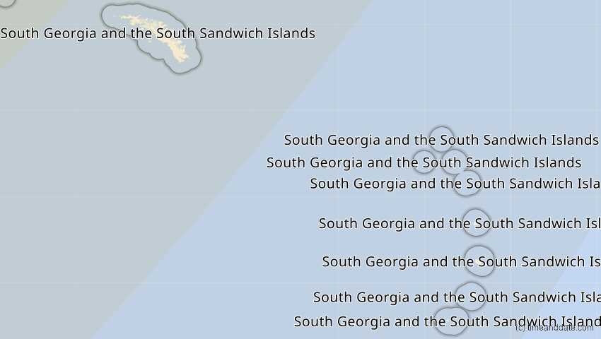 A map of South Georgia/Sandwich Is., showing the path of the Feb 6, 2027 Annular Solar Eclipse