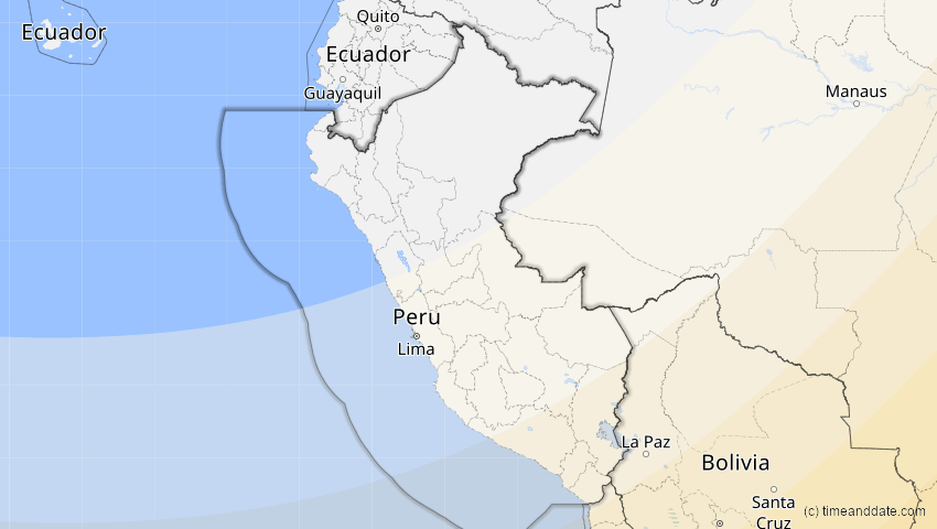 A map of Peru, showing the path of the Feb 6, 2027 Annular Solar Eclipse