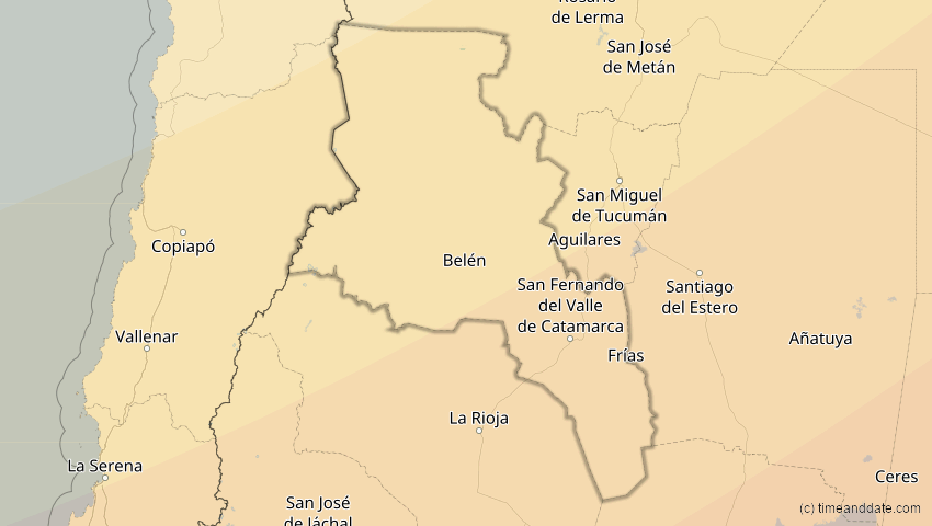 A map of Catamarca, Argentinien, showing the path of the 6. Feb 2027 Ringförmige Sonnenfinsternis