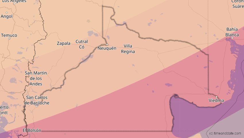A map of Rio Negro, Argentina, showing the path of the Feb 6, 2027 Annular Solar Eclipse