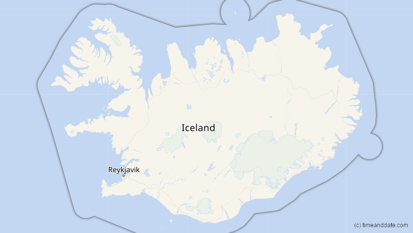 A map of Iceland, showing the path of the Aug 2, 2027 Total Solar Eclipse