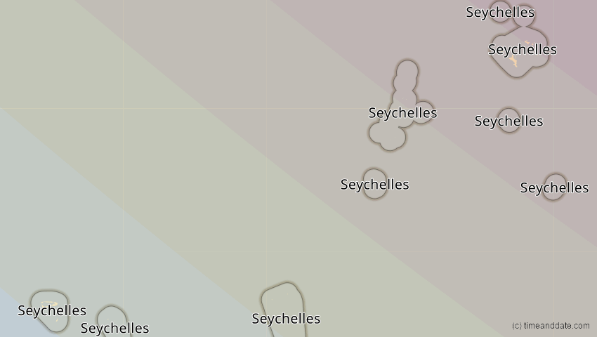 A map of Seychellen, showing the path of the 2. Aug 2027 Totale Sonnenfinsternis