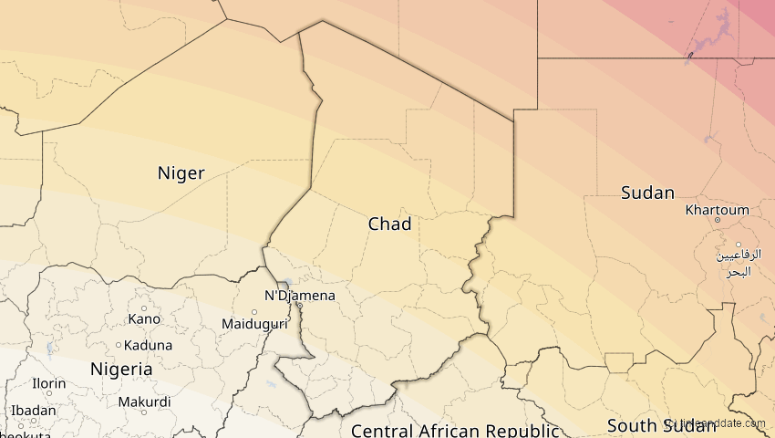 A map of Chad, showing the path of the Aug 2, 2027 Total Solar Eclipse