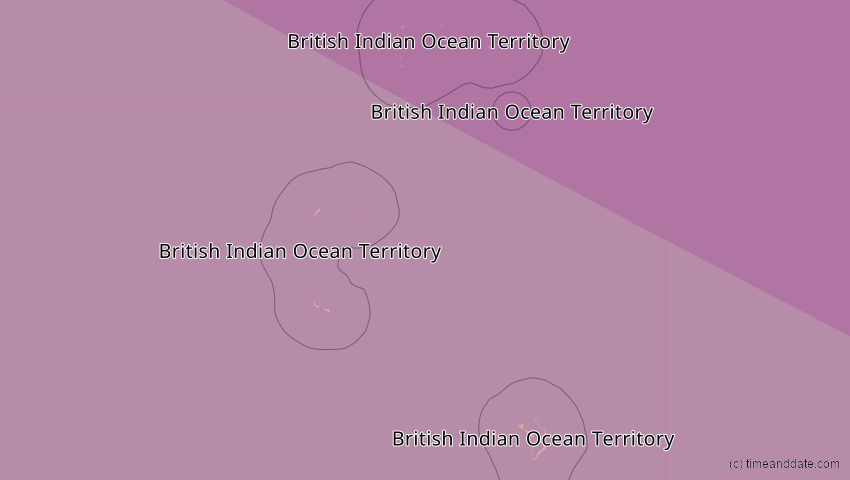 A map of British Indian Ocean Territory, United Kingdom, showing the path of the 2027年8月2日 (月) Total Solar Eclipse