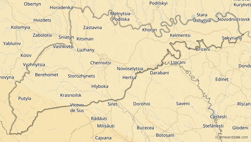 A map of Tscherniwzi, Ukraine, showing the path of the 2. Aug 2027 Totale Sonnenfinsternis