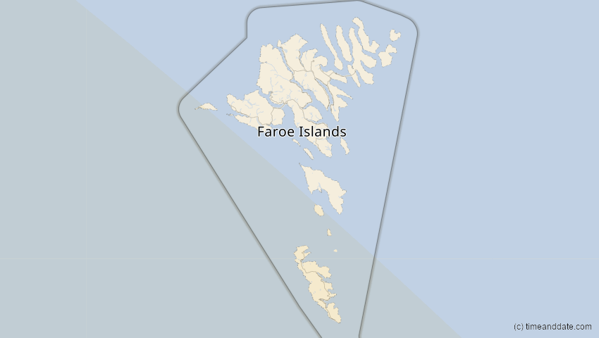 A map of Faroe Islands, showing the path of the Jan 26, 2028 Annular Solar Eclipse
