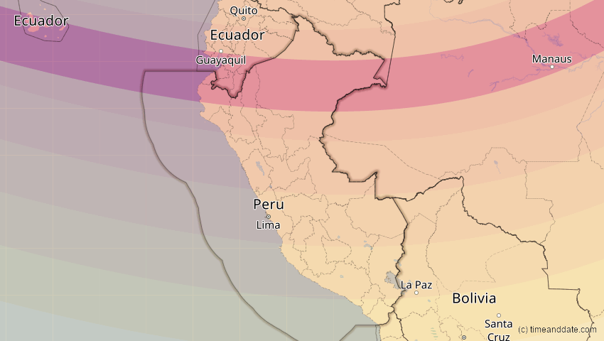 A map of Peru, showing the path of the 26. Jan 2028 Ringförmige Sonnenfinsternis