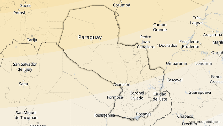 A map of Paraguay, showing the path of the 26. Jan 2028 Ringförmige Sonnenfinsternis