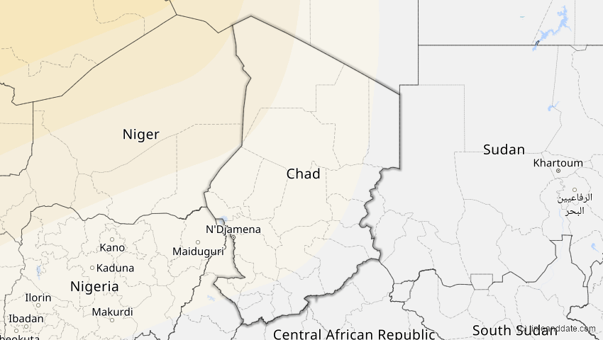 A map of Chad, showing the path of the Jan 26, 2028 Annular Solar Eclipse