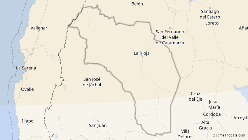 A map of Rioja, Argentinien, showing the path of the 26. Jan 2028 Ringförmige Sonnenfinsternis
