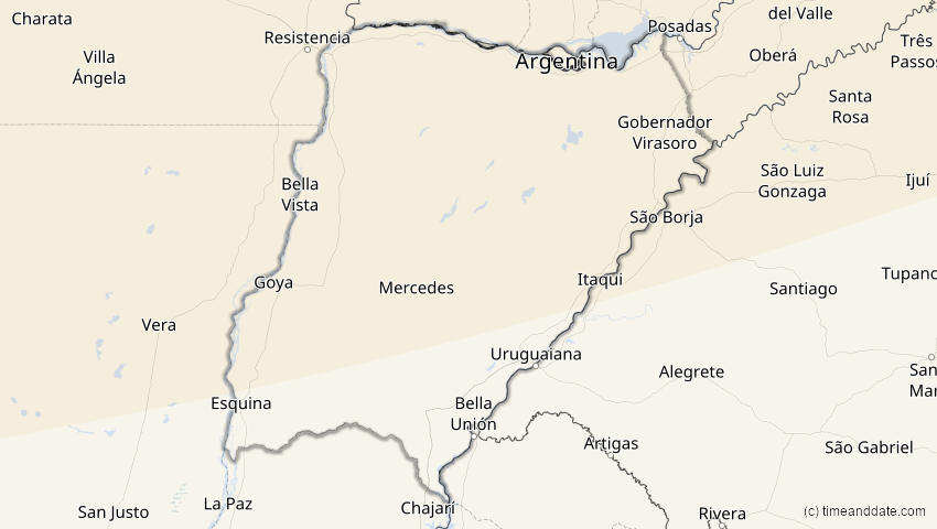 A map of Corrientes, Argentinien, showing the path of the 26. Jan 2028 Ringförmige Sonnenfinsternis