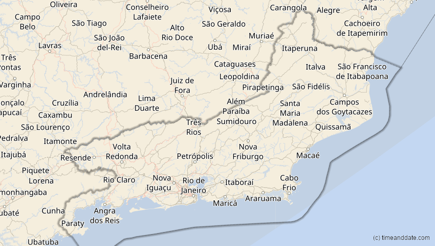 A map of Rio de Janeiro, Brazil, showing the path of the Jan 26, 2028 Annular Solar Eclipse
