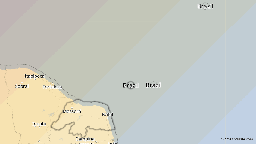 A map of Rio Grande do Norte, Brazil, showing the path of the Jan 26, 2028 Annular Solar Eclipse