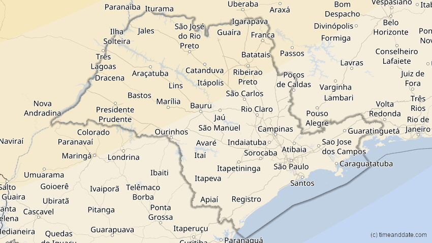 A map of São Paulo, Brazil, showing the path of the Jan 26, 2028 Annular Solar Eclipse