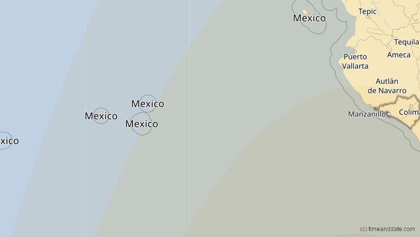A map of Colima, Mexico, showing the path of the Jan 26, 2028 Annular Solar Eclipse