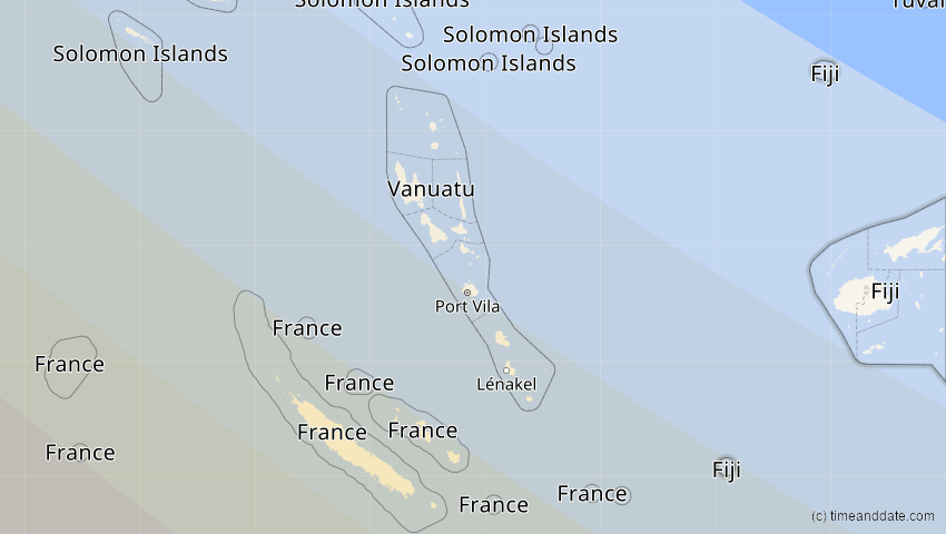 A map of Fiji, showing the path of the Jul 22, 2028 Total Solar Eclipse