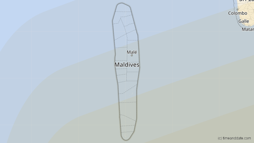 A map of Malediven, showing the path of the 22. Jul 2028 Totale Sonnenfinsternis