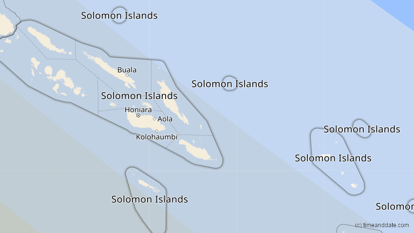 A map of Solomon Islands, showing the path of the Jul 22, 2028 Total Solar Eclipse