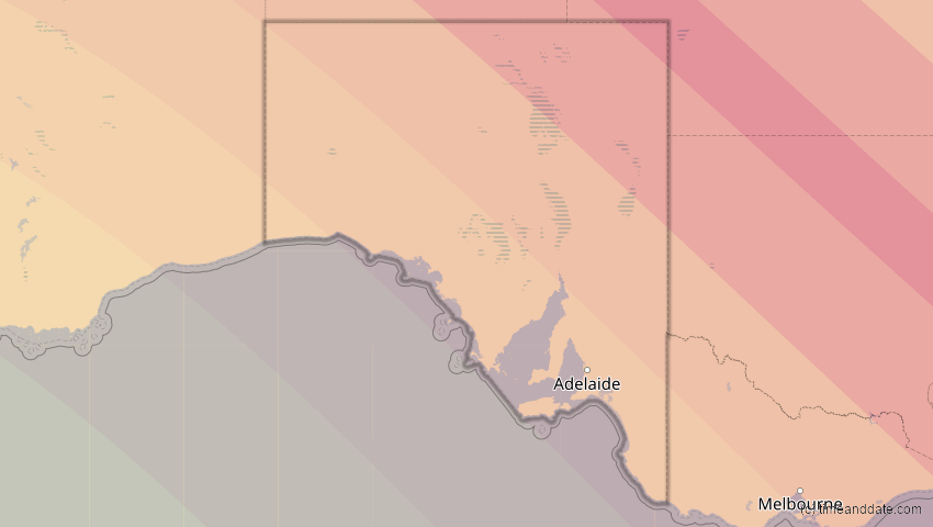 A map of South Australia, Australia, showing the path of the Jul 22, 2028 Total Solar Eclipse