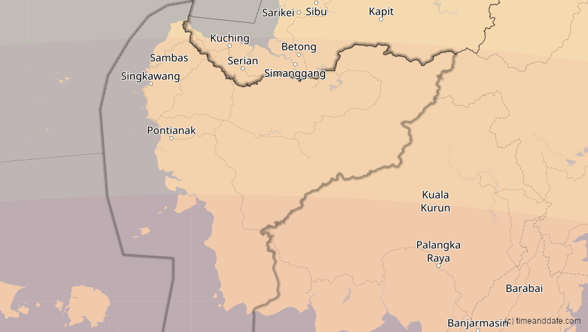 A map of Kalimantan Barat, Indonesien, showing the path of the 22. Jul 2028 Totale Sonnenfinsternis