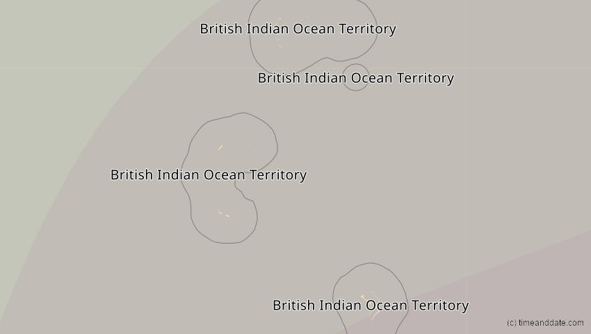 A map of British Indian Ocean Territory, United Kingdom, showing the path of the 2028年7月22日 (土) Total Solar Eclipse