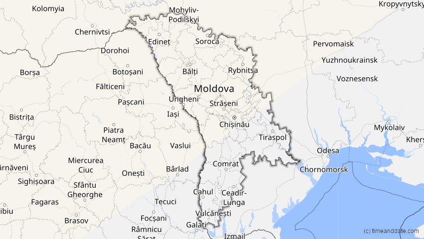 A map of Moldova, showing the path of the Jun 12, 2029 Partial Solar Eclipse