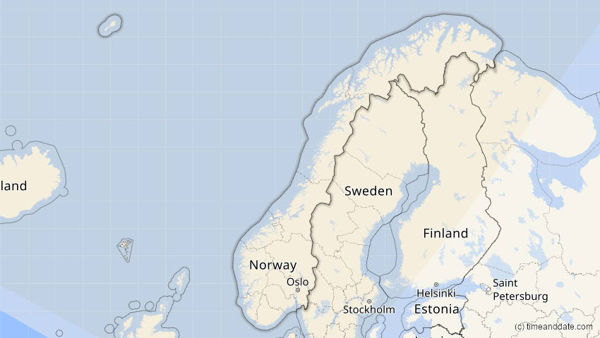 A map of Norwegen, showing the path of the 12. Jun 2029 Partielle Sonnenfinsternis
