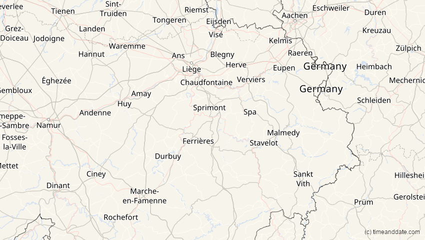 A map of Lüttich, Belgien, showing the path of the 12. Jun 2029 Partielle Sonnenfinsternis