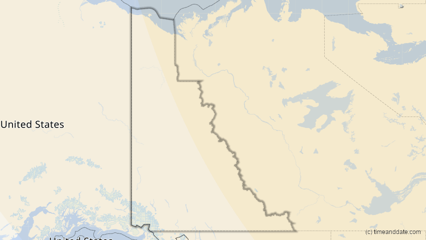 A map of Yukon, Kanada, showing the path of the 11. Jun 2029 Partielle Sonnenfinsternis